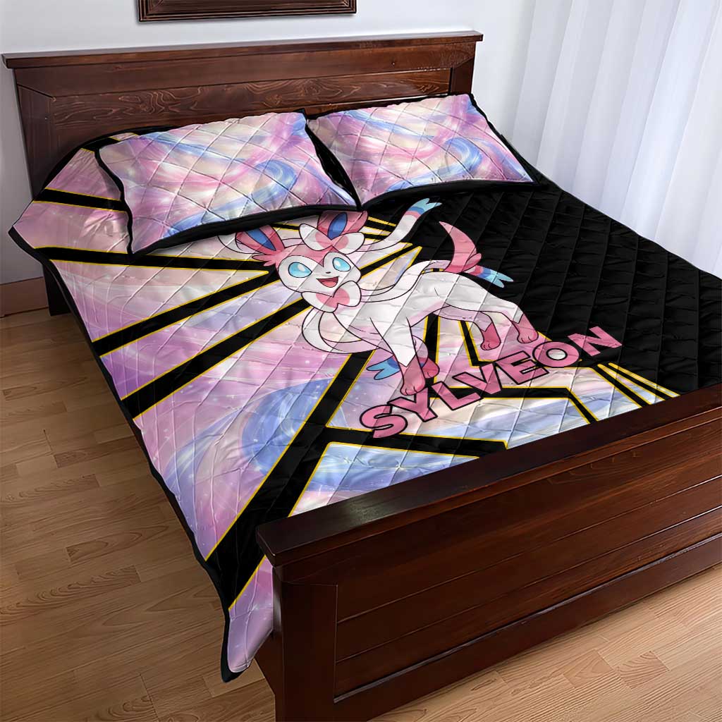 Sylveon Poké Quilt Bed Set Pastel Ribbon Comic Style