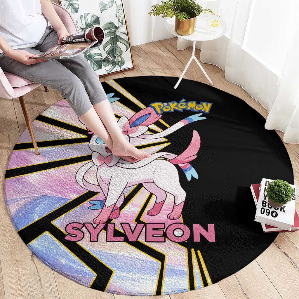 Sylveon Poké Round Carpet Pastel Ribbon Comic Style