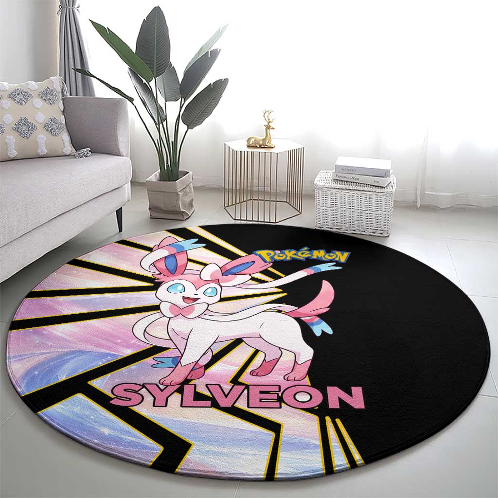 Sylveon Poké Round Carpet Pastel Ribbon Comic Style