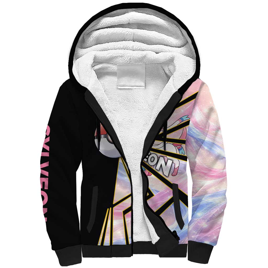 Sylveon Poké Sherpa Hoodie Pastel Ribbon Comic Style