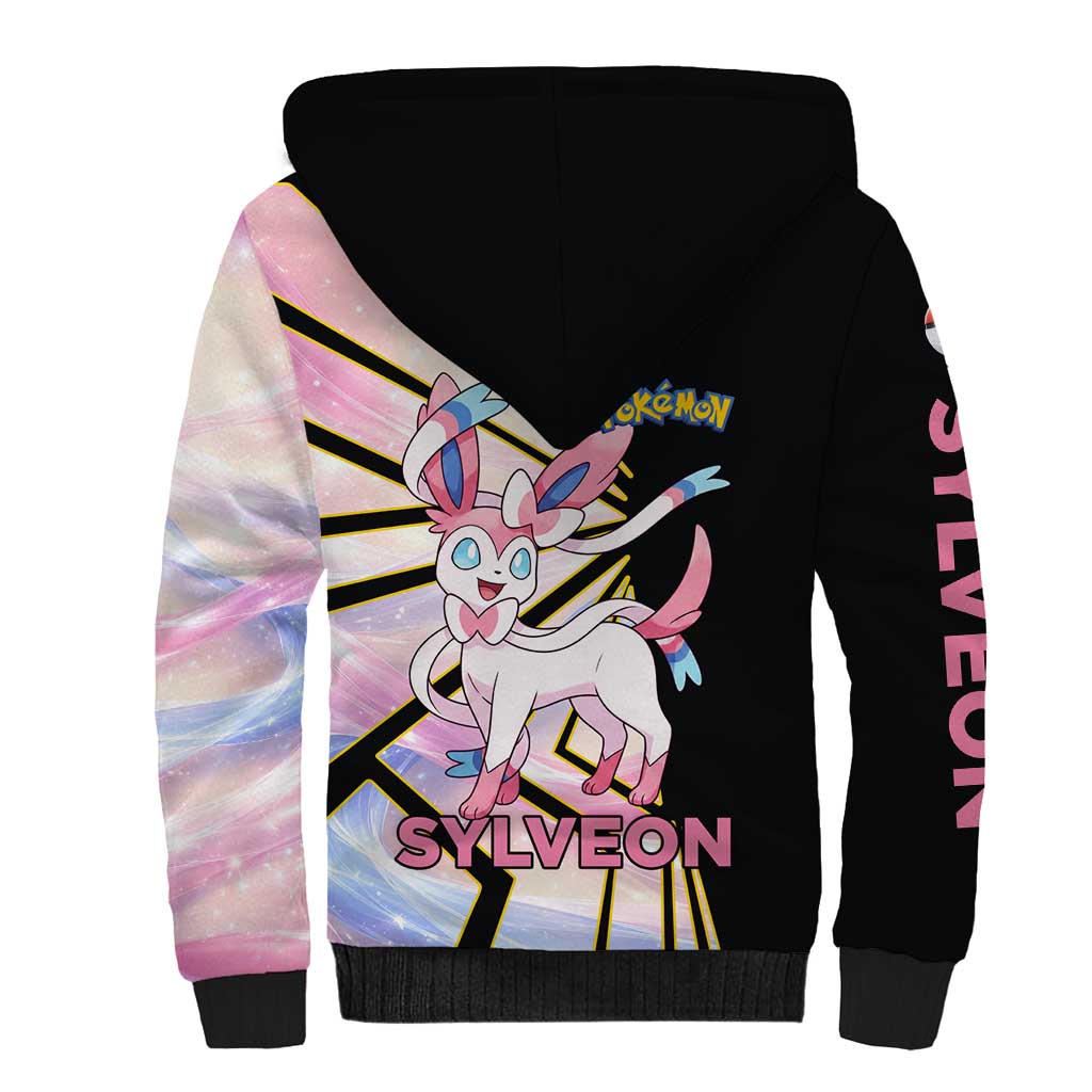 Sylveon Poké Sherpa Hoodie Pastel Ribbon Comic Style
