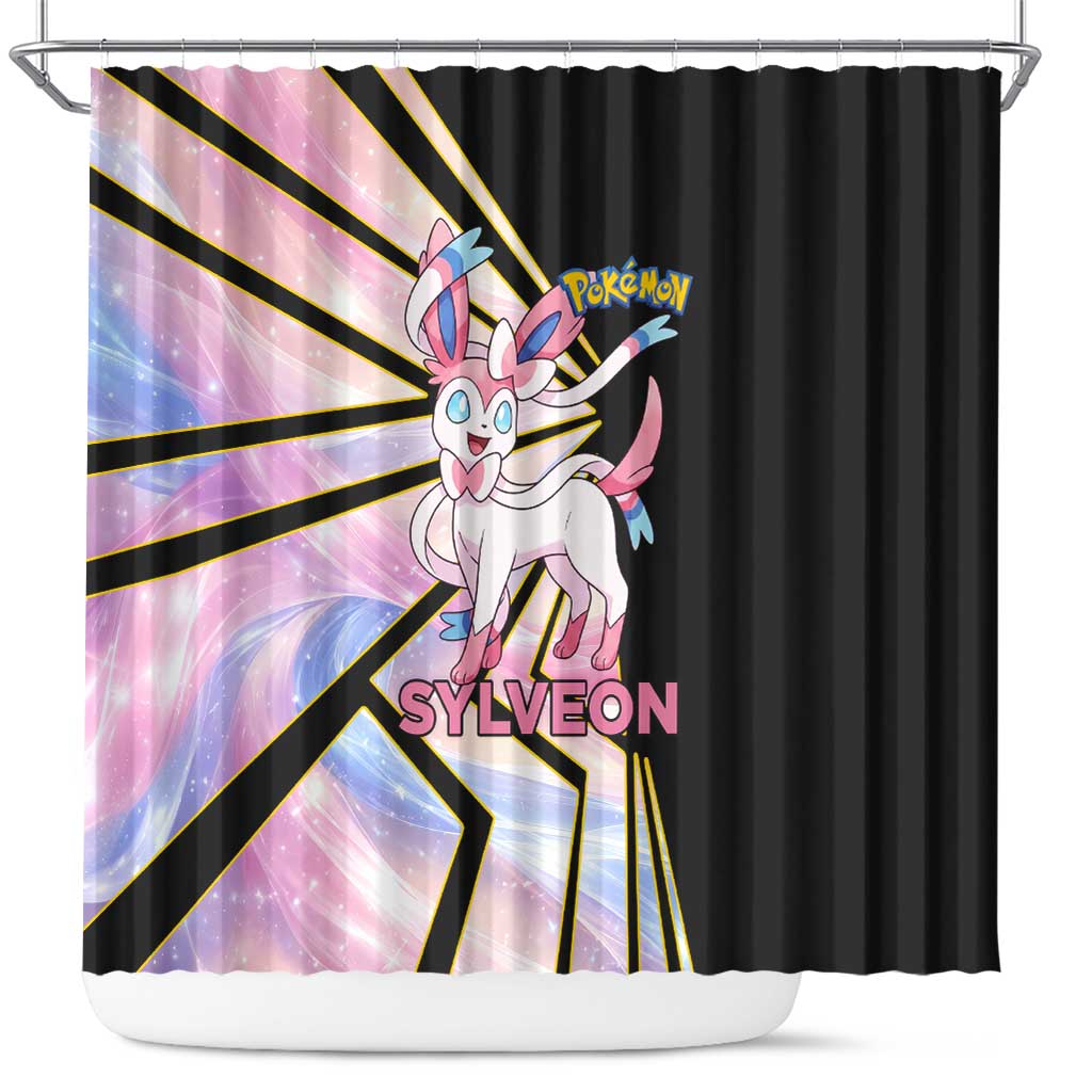 Sylveon Poké Shower Curtain Pastel Ribbon Comic Style