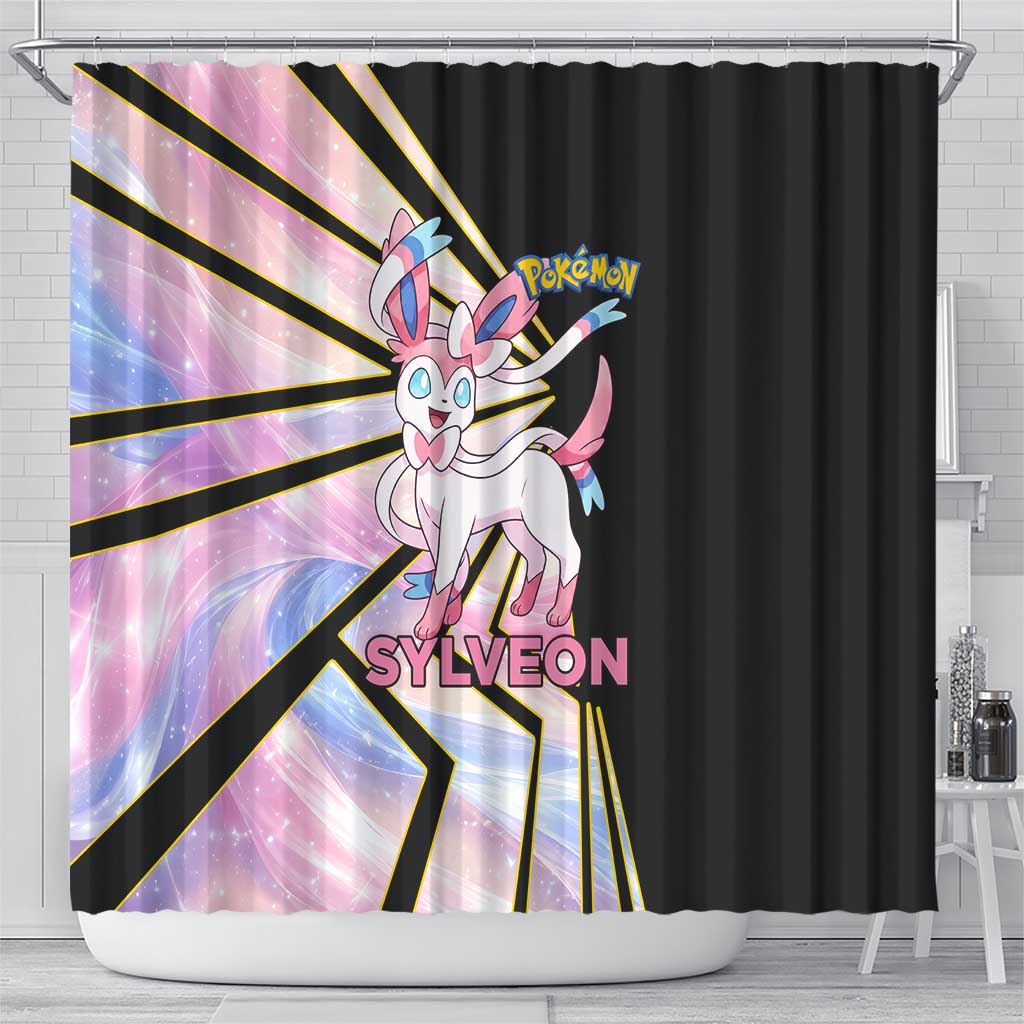 Sylveon Poké Shower Curtain Pastel Ribbon Comic Style