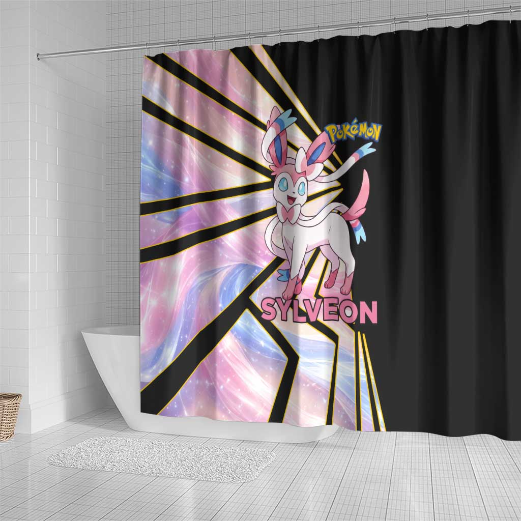 Sylveon Poké Shower Curtain Pastel Ribbon Comic Style