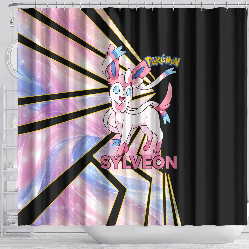 Sylveon Poké Shower Curtain Pastel Ribbon Comic Style