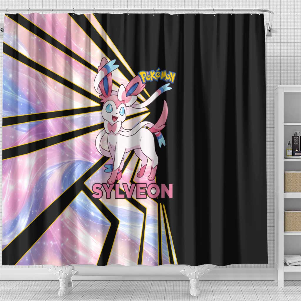 Sylveon Poké Shower Curtain Pastel Ribbon Comic Style