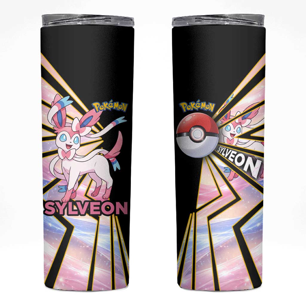 Sylveon Poké Skinny Tumbler Pastel Ribbon Comic Style