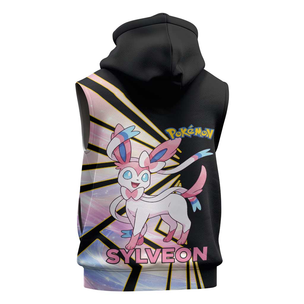 Sylveon Poké Sleeveless Hoodie Pastel Ribbon Comic Style