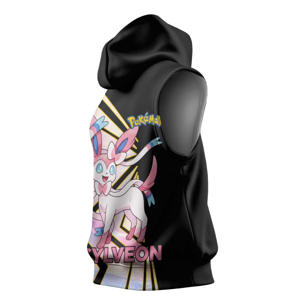 Sylveon Poké Sleeveless Hoodie Pastel Ribbon Comic Style
