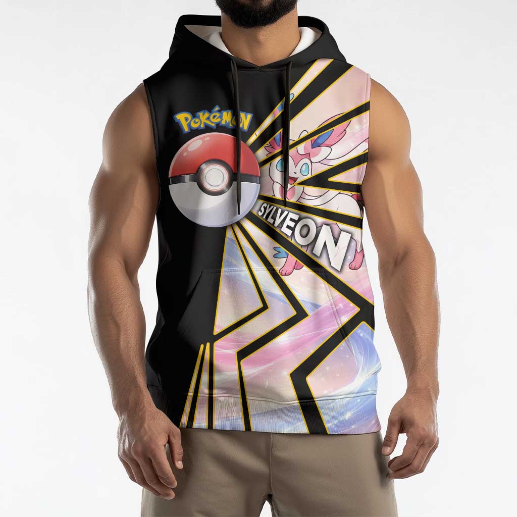 Sylveon Poké Sleeveless Hoodie Pastel Ribbon Comic Style