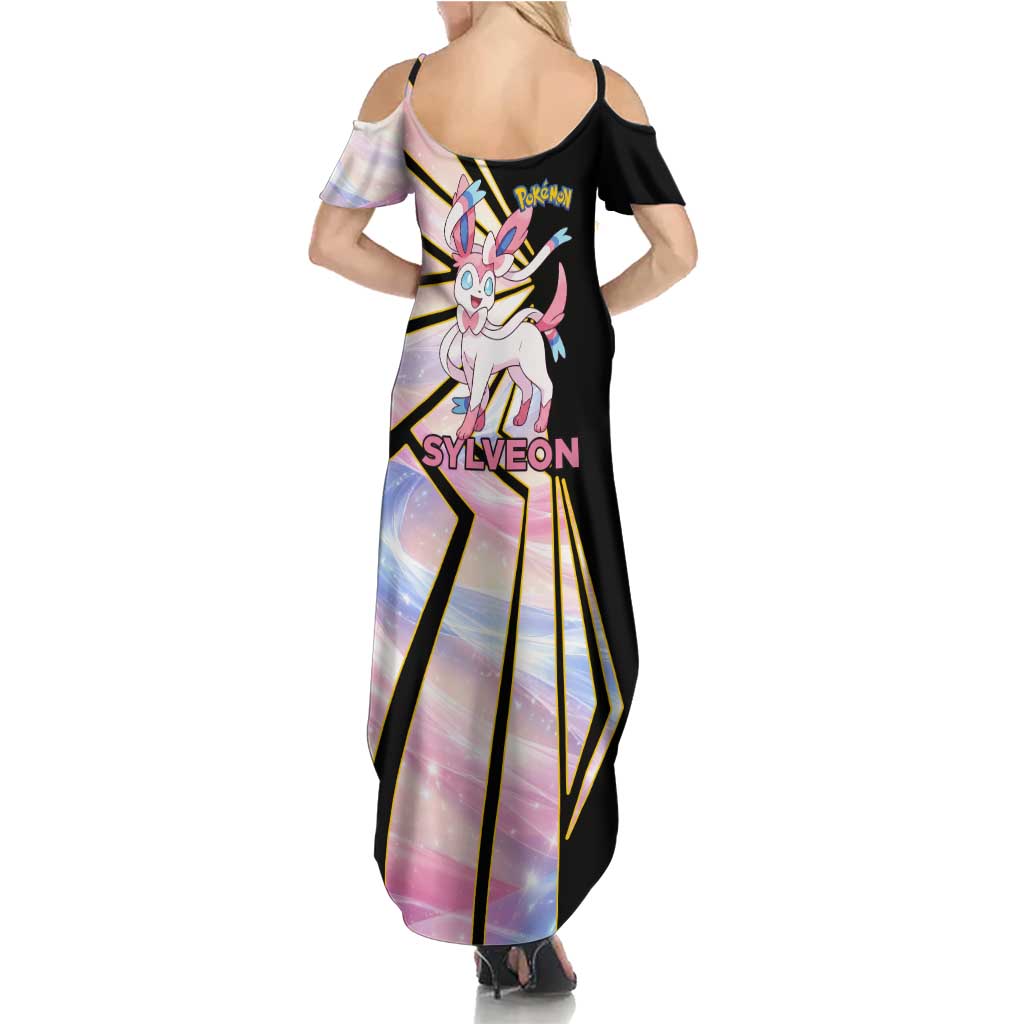 Sylveon Poké Summer Maxi Dress Pastel Ribbon Comic Style
