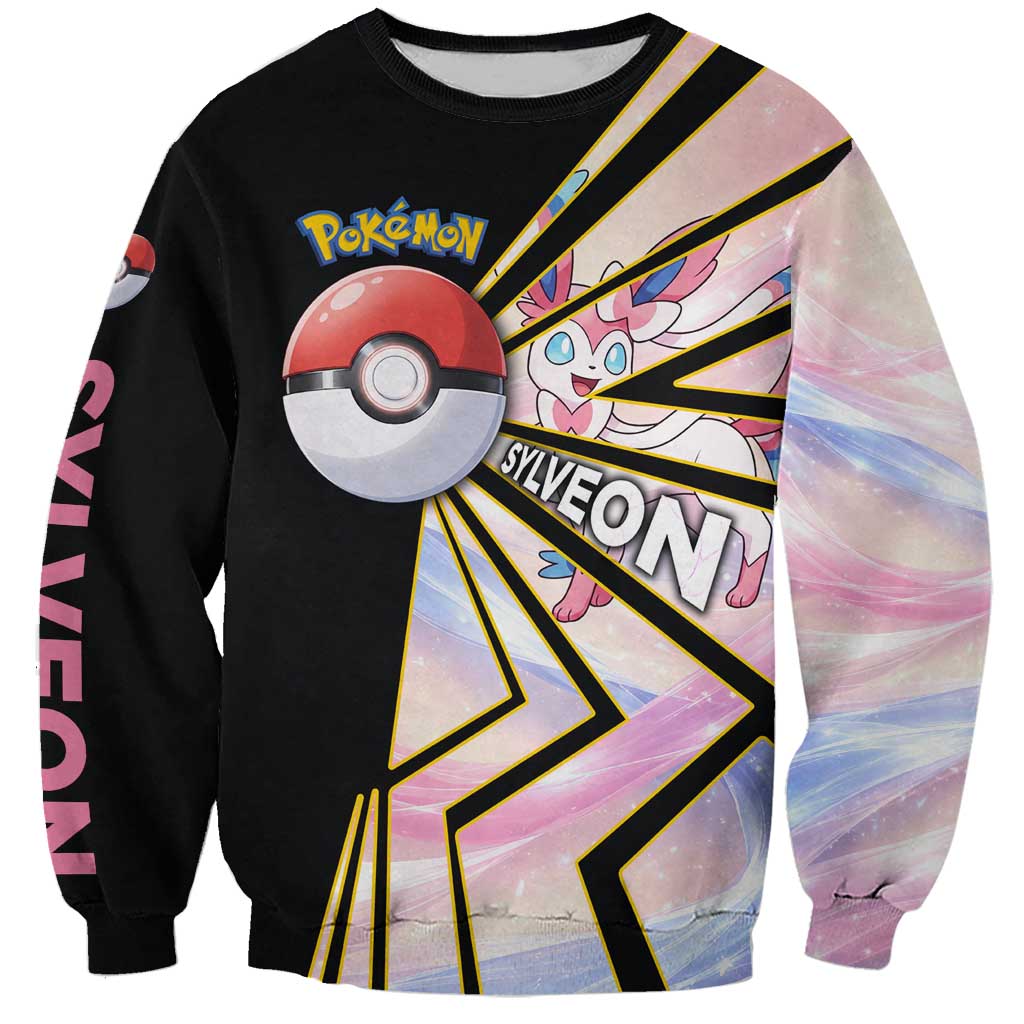 Sylveon Poké Sweatshirt Pastel Ribbon Comic Style