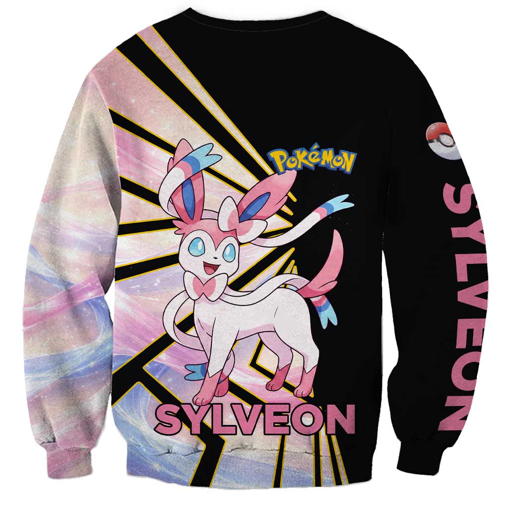 Sylveon Poké Sweatshirt Pastel Ribbon Comic Style