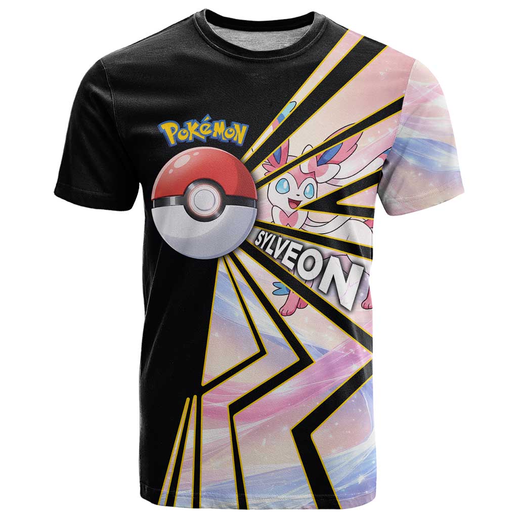 Sylveon Poké T Shirt Pastel Ribbon Comic Style