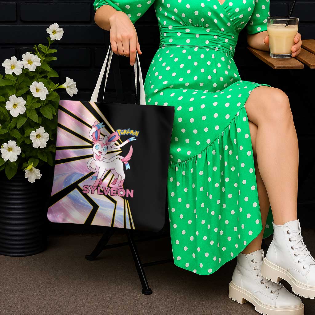 Sylveon Poké Tote Bag Pastel Ribbon Comic Style