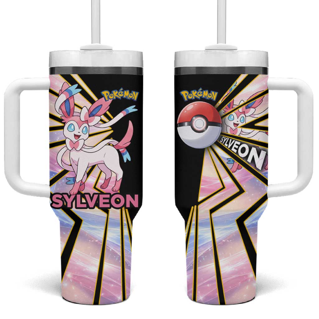 Sylveon Poké Tumbler With Handle Pastel Ribbon Comic Style