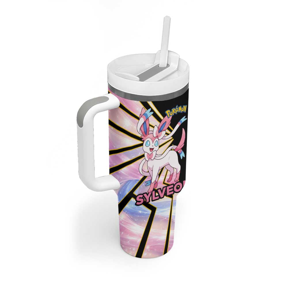 Sylveon Poké Tumbler With Handle Pastel Ribbon Comic Style