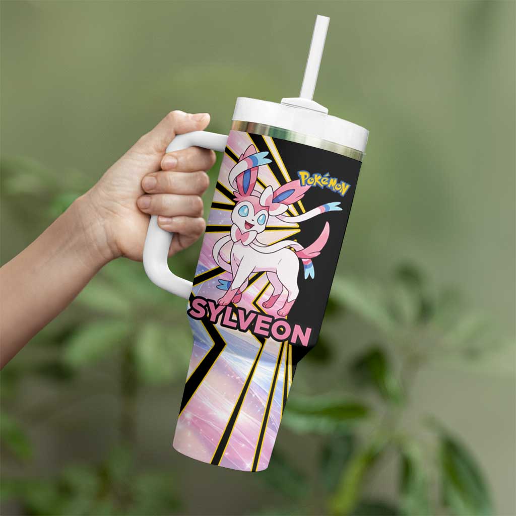 Sylveon Poké Tumbler With Handle Pastel Ribbon Comic Style