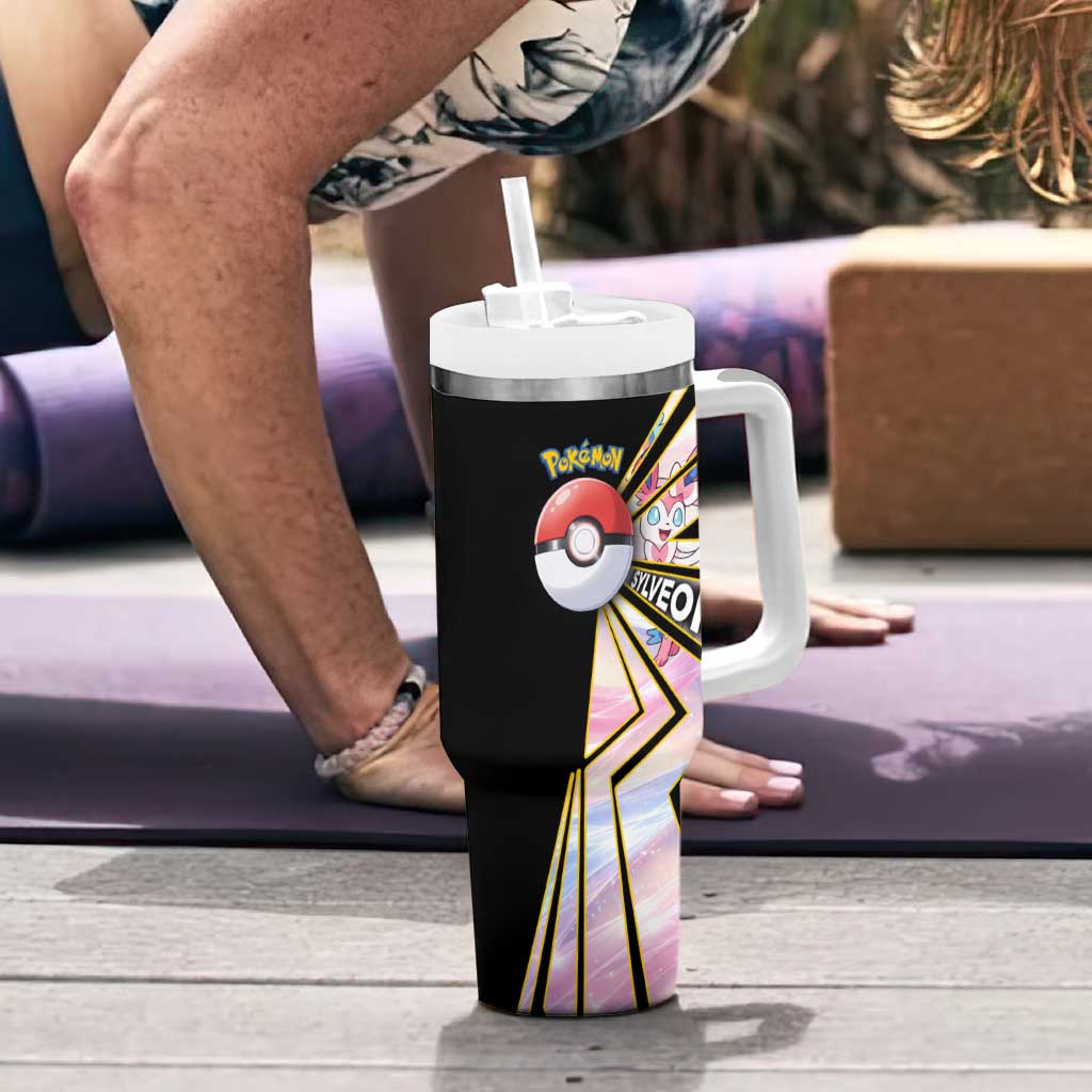 Sylveon Poké Tumbler With Handle Pastel Ribbon Comic Style