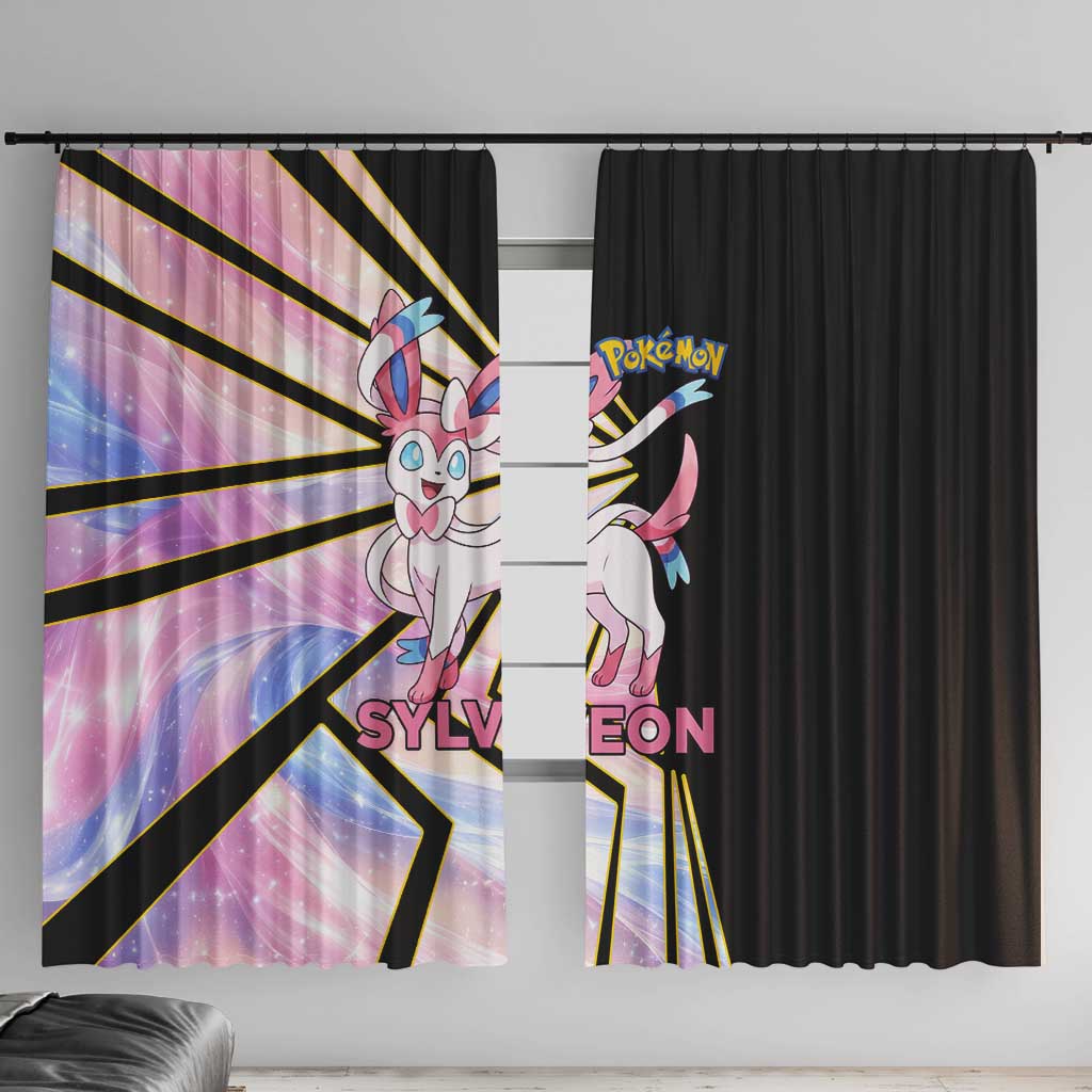 Sylveon Poké Window Curtain Pastel Ribbon Comic Style