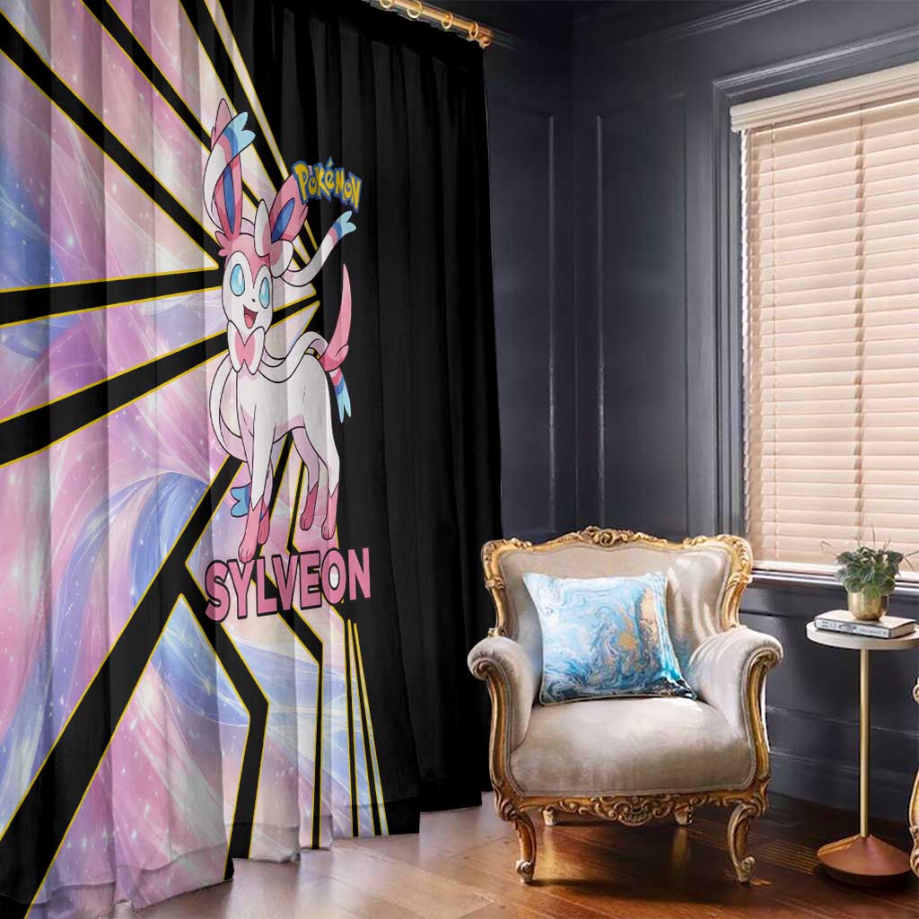 Sylveon Poké Window Curtain Pastel Ribbon Comic Style