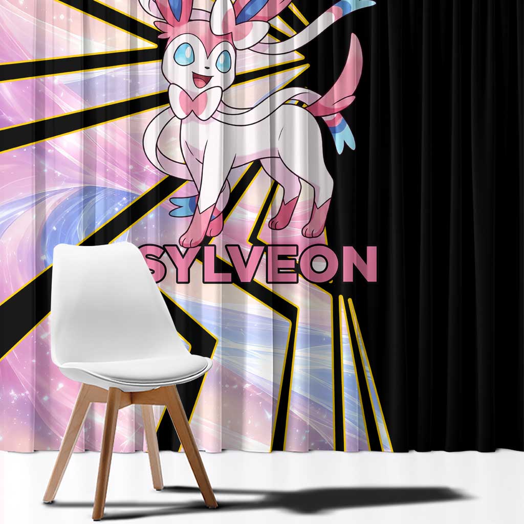 Sylveon Poké Window Curtain Pastel Ribbon Comic Style
