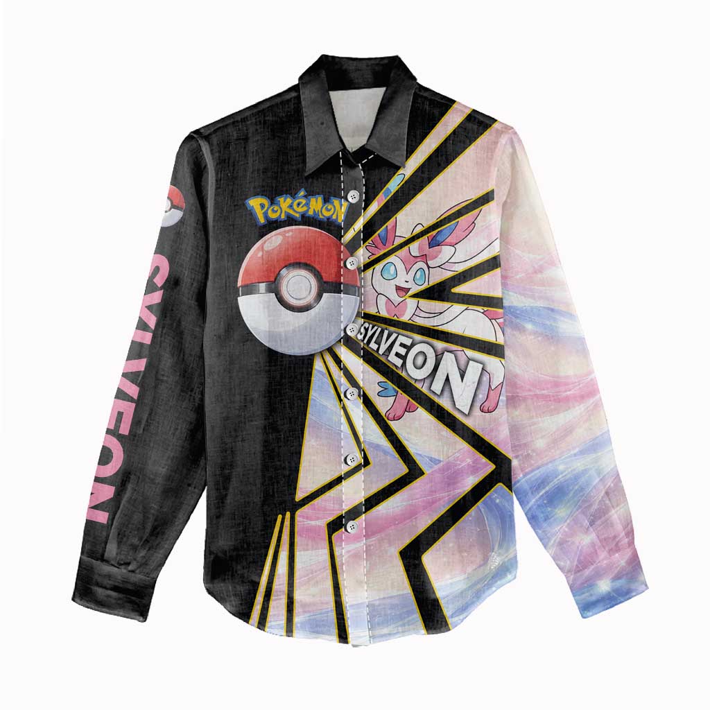 Sylveon Poké Women Casual Shirt Pastel Ribbon Comic Style