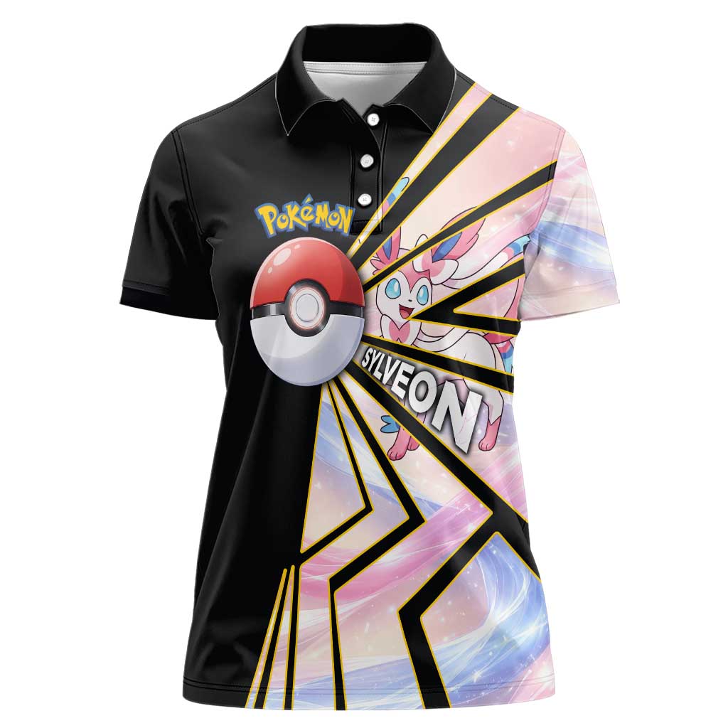 Sylveon Poké Women Polo Shirt Pastel Ribbon Comic Style