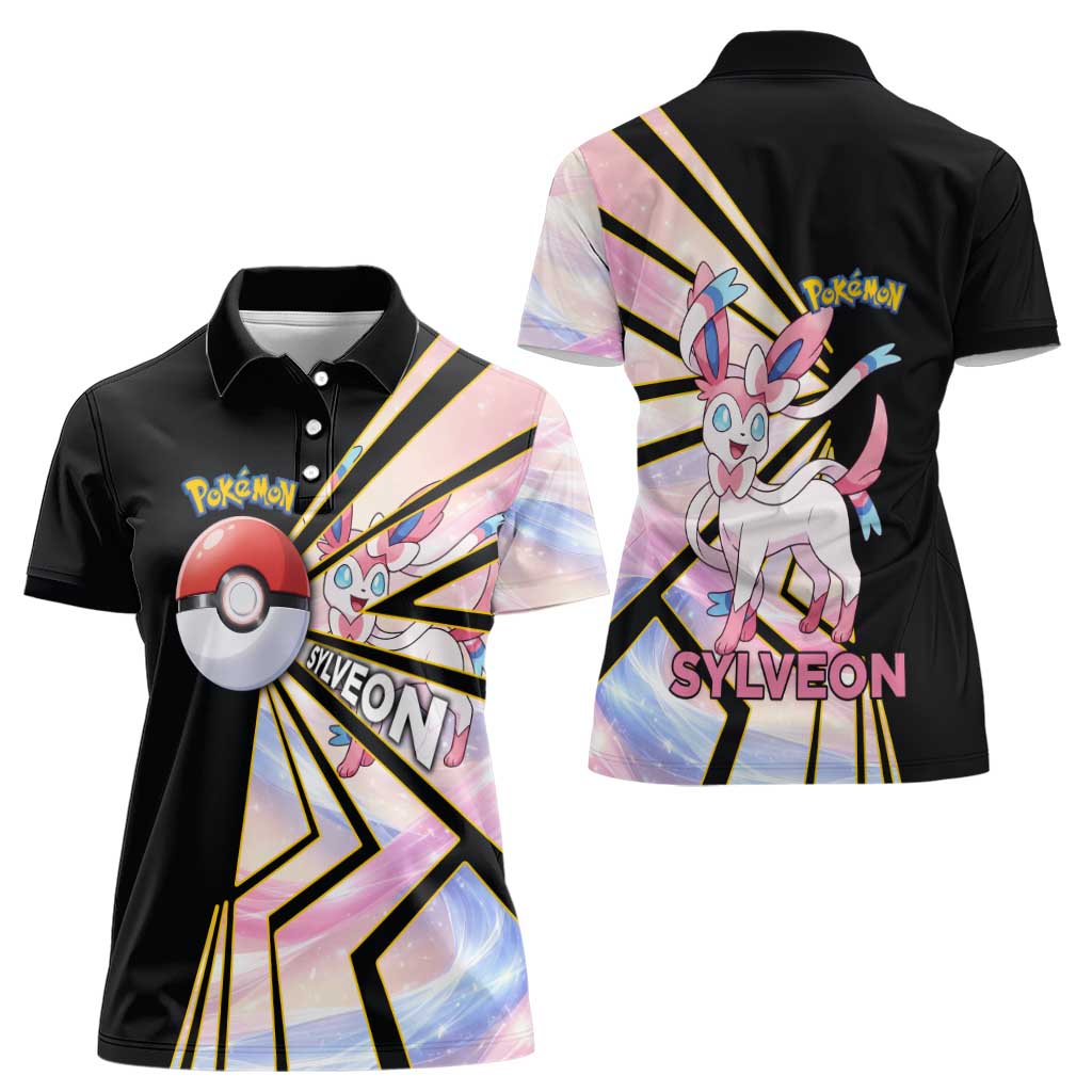 Sylveon Poké Women Polo Shirt Pastel Ribbon Comic Style