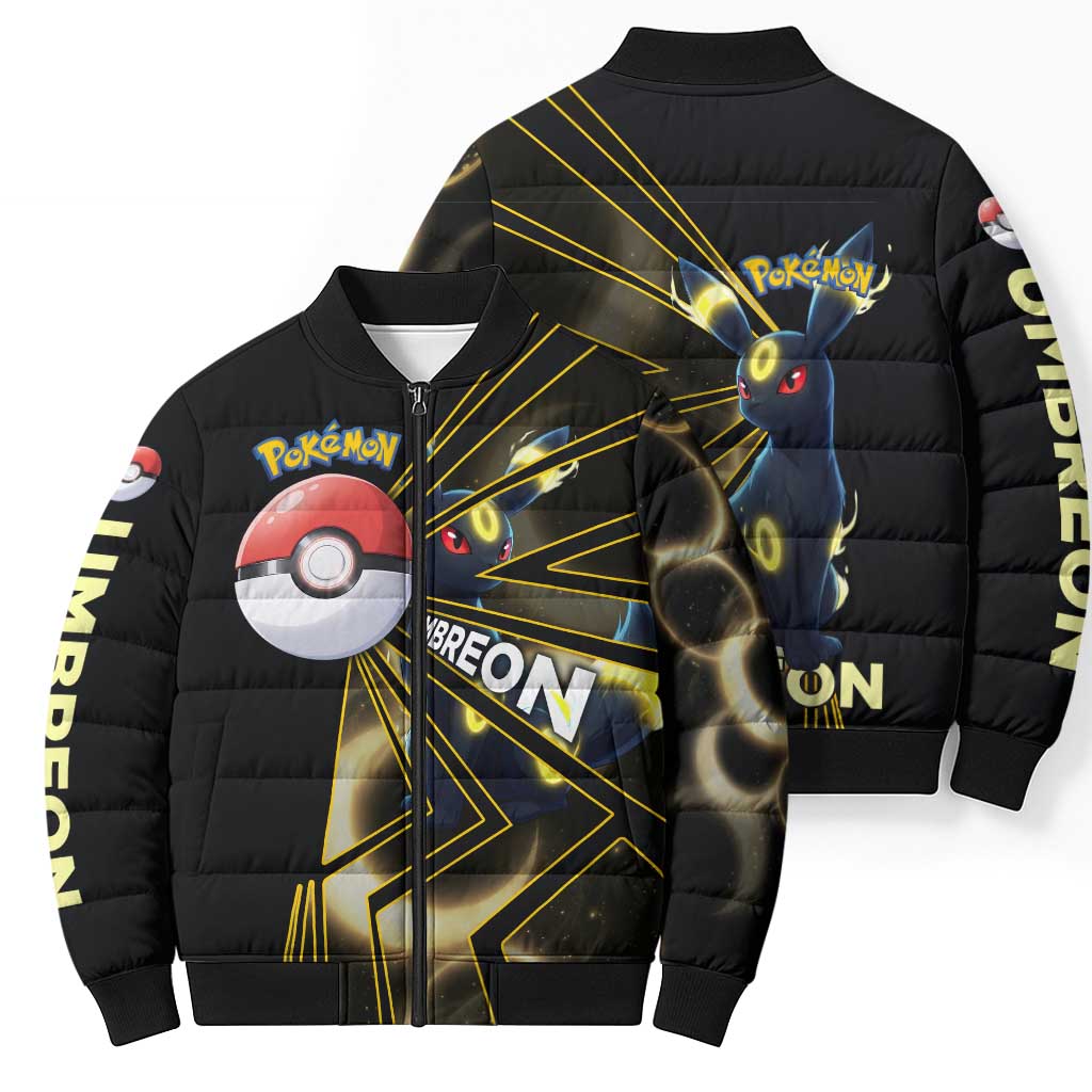 Umbreon Poké Bomber Puffer Jacket Lunar Eclipse Comic Style