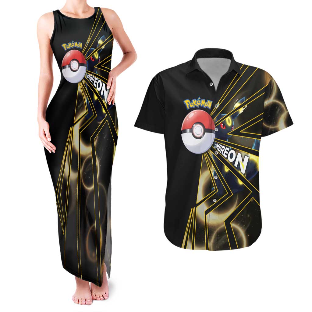 Umbreon Poké Couples Matching Tank Maxi Dress and Hawaiian Shirt Lunar Eclipse Comic Style