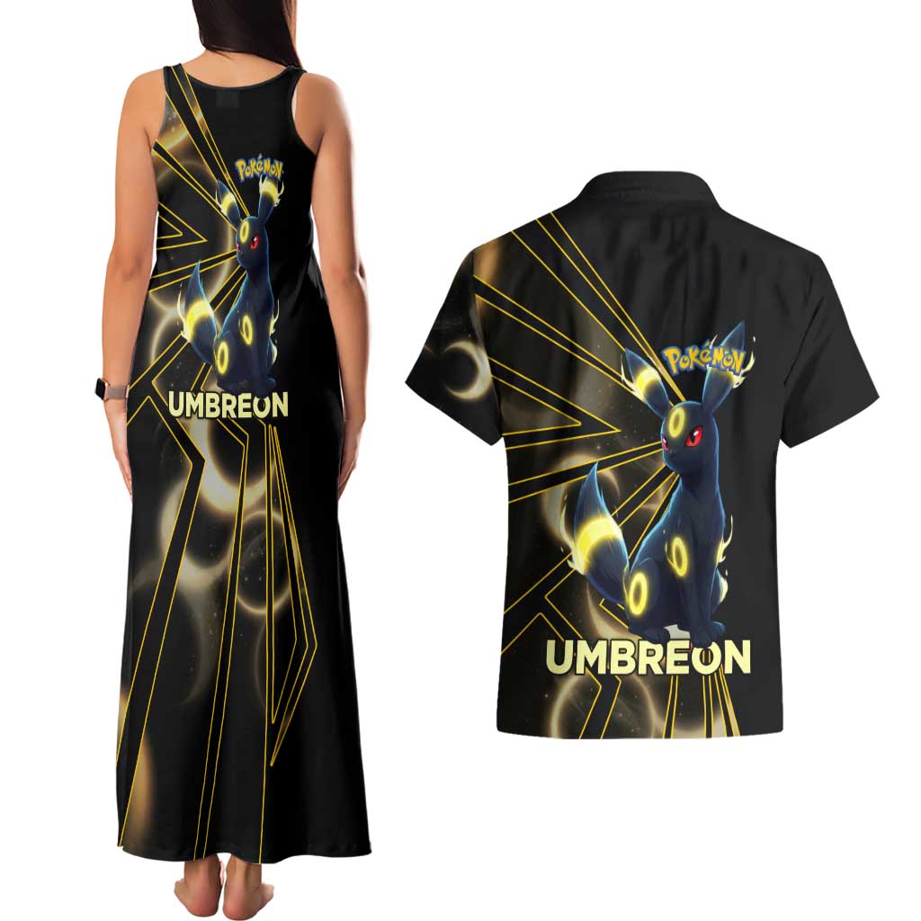 Umbreon Poké Couples Matching Tank Maxi Dress and Hawaiian Shirt Lunar Eclipse Comic Style