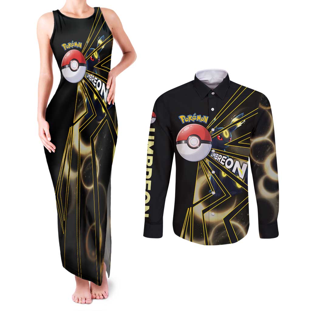 Umbreon Poké Couples Matching Tank Maxi Dress and Long Sleeve Button Shirt Lunar Eclipse Comic Style