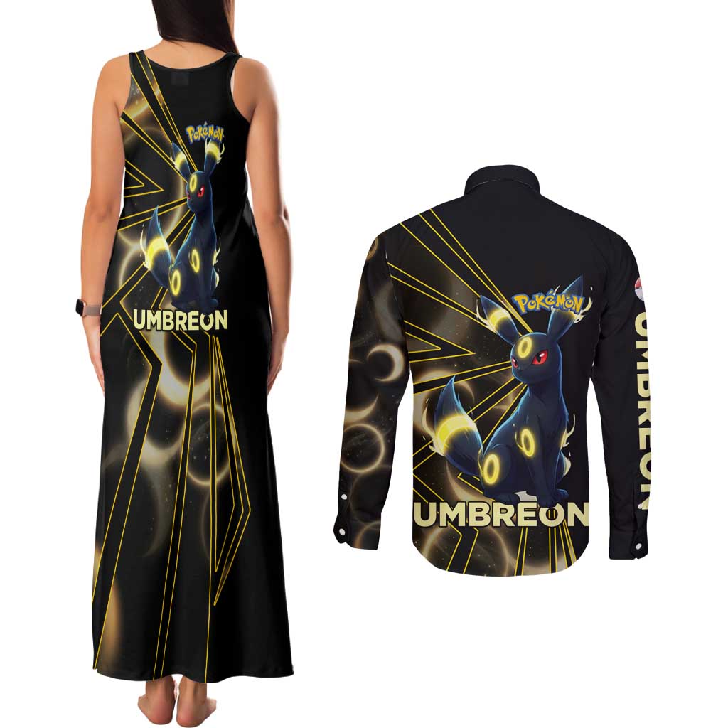 Umbreon Poké Couples Matching Tank Maxi Dress and Long Sleeve Button Shirt Lunar Eclipse Comic Style