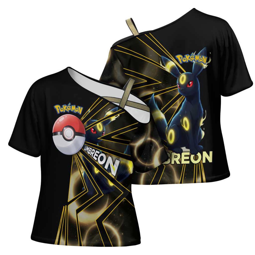 Umbreon Poké Cross Shoulder Shirt Lunar Eclipse Comic Style