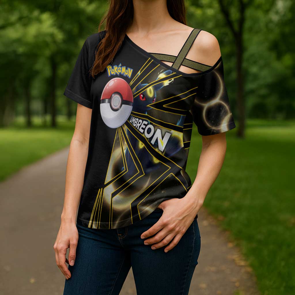 Umbreon Poké Cross Shoulder Shirt Lunar Eclipse Comic Style
