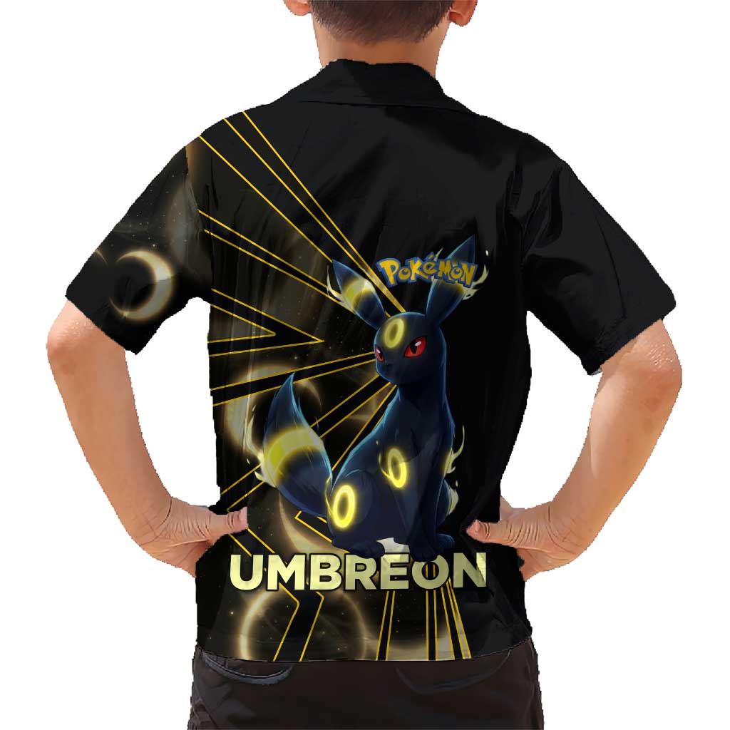 Umbreon Poké Family Matching Off Shoulder Short Dress and Hawaiian Shirt Lunar Eclipse Comic Style