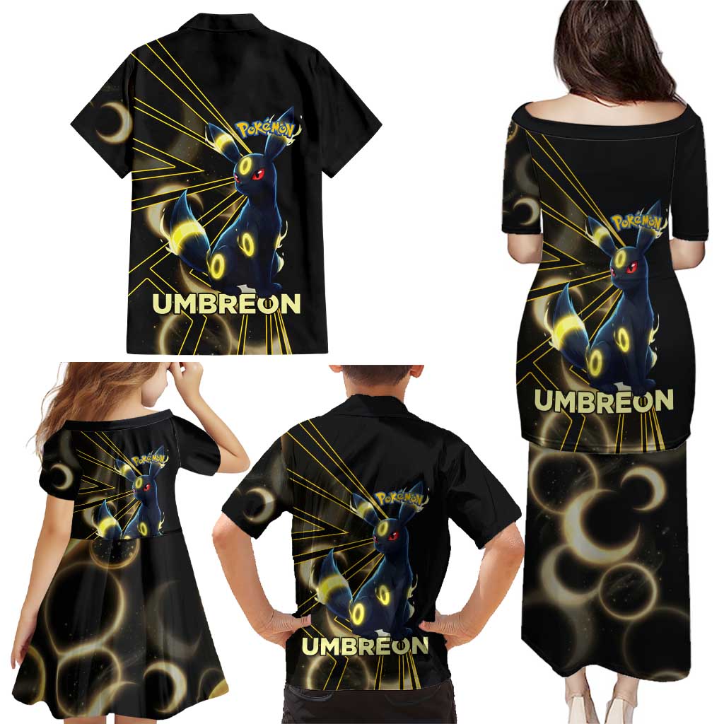 Umbreon Poké Family Matching Puletasi and Hawaiian Shirt Lunar Eclipse Comic Style