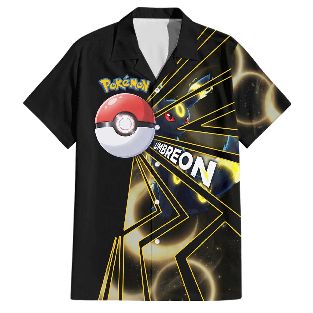 Umbreon Poké Family Matching Summer Maxi Dress and Hawaiian Shirt Lunar Eclipse Comic Style
