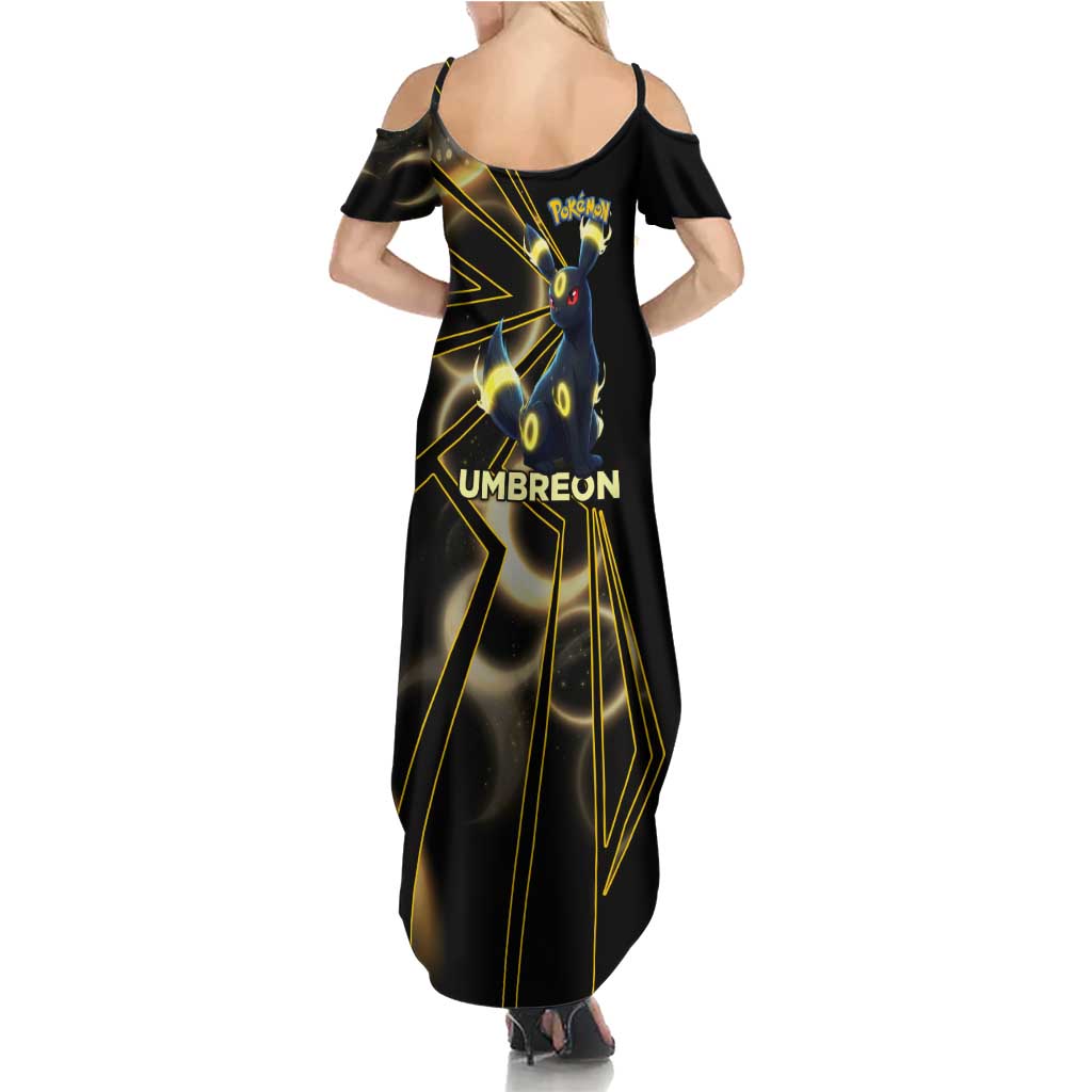 Umbreon Poké Family Matching Summer Maxi Dress and Hawaiian Shirt Lunar Eclipse Comic Style