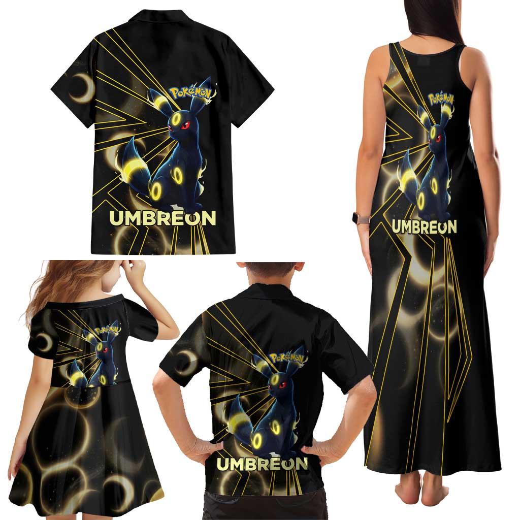 Umbreon Poké Family Matching Tank Maxi Dress and Hawaiian Shirt Lunar Eclipse Comic Style