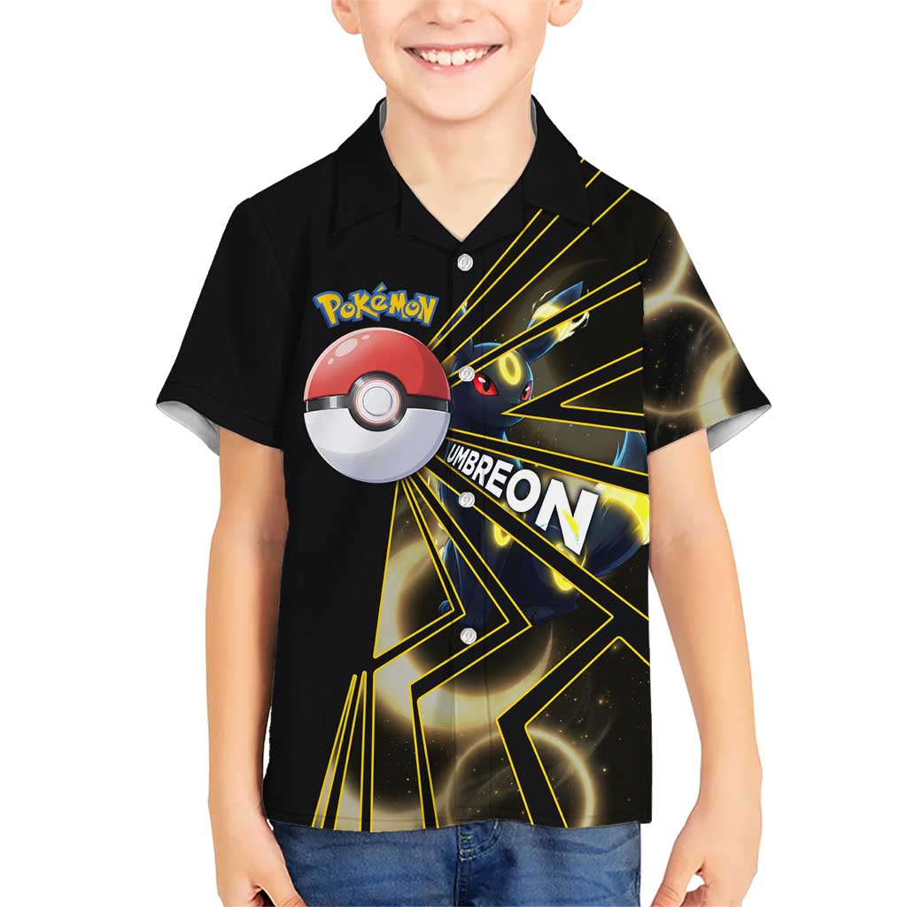Umbreon Poké Kid Hawaiian Shirt Lunar Eclipse Comic Style