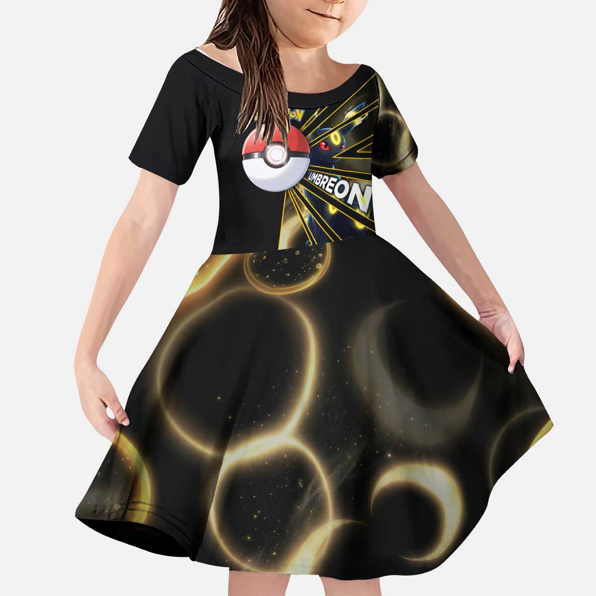 Umbreon Poké Kid Short Sleeve Dress Lunar Eclipse Comic Style