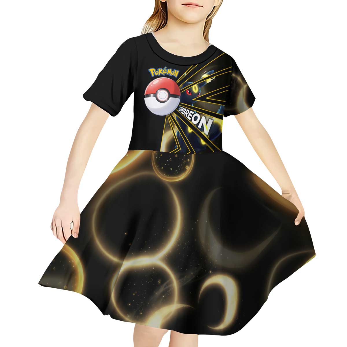 Umbreon Poké Kid Short Sleeve Dress Lunar Eclipse Comic Style