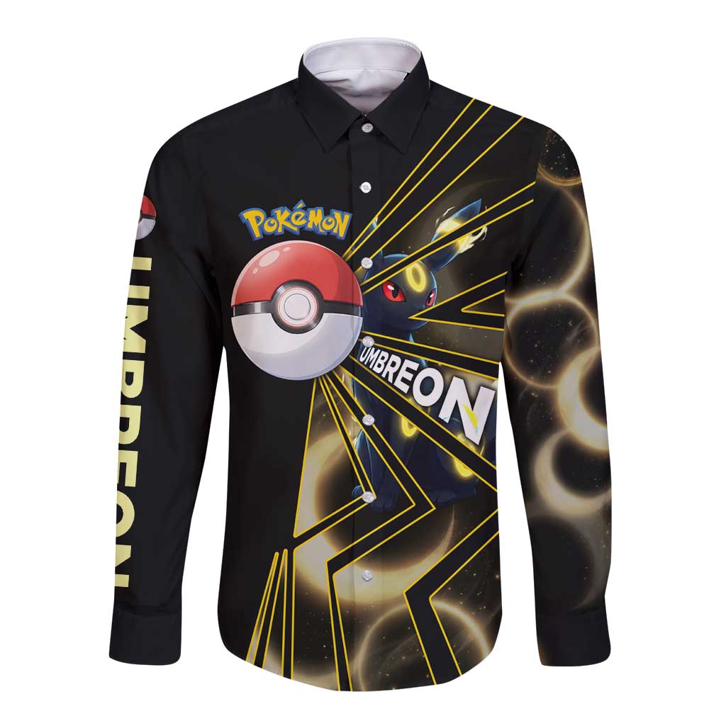 Umbreon Poké Long Sleeve Button Shirt Lunar Eclipse Comic Style
