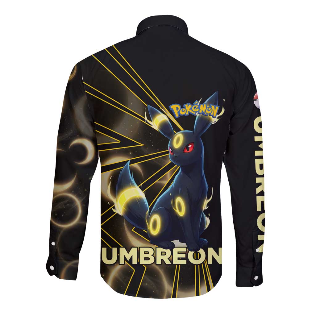 Umbreon Poké Long Sleeve Button Shirt Lunar Eclipse Comic Style