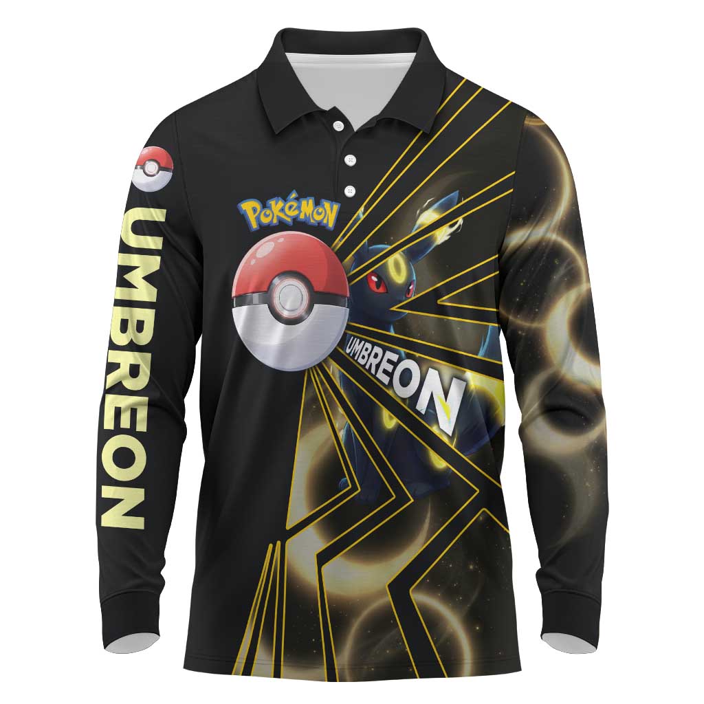 Umbreon Poké Long Sleeve Polo Shirt Lunar Eclipse Comic Style