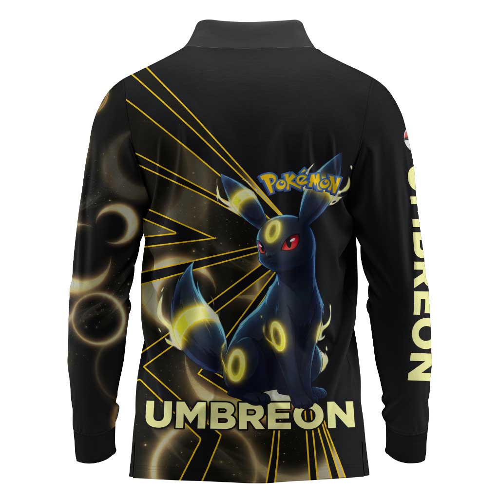 Umbreon Poké Long Sleeve Polo Shirt Lunar Eclipse Comic Style