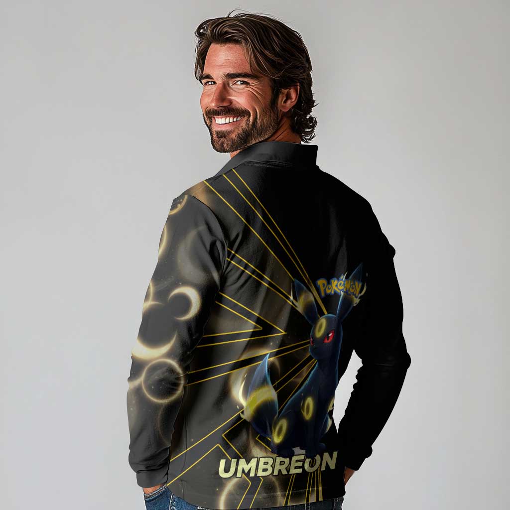 Umbreon Poké Long Sleeve Polo Shirt Lunar Eclipse Comic Style