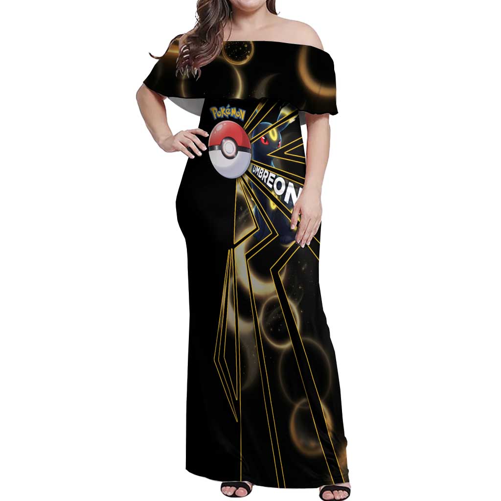 Umbreon Poké Off Shoulder Maxi Dress Lunar Eclipse Comic Style